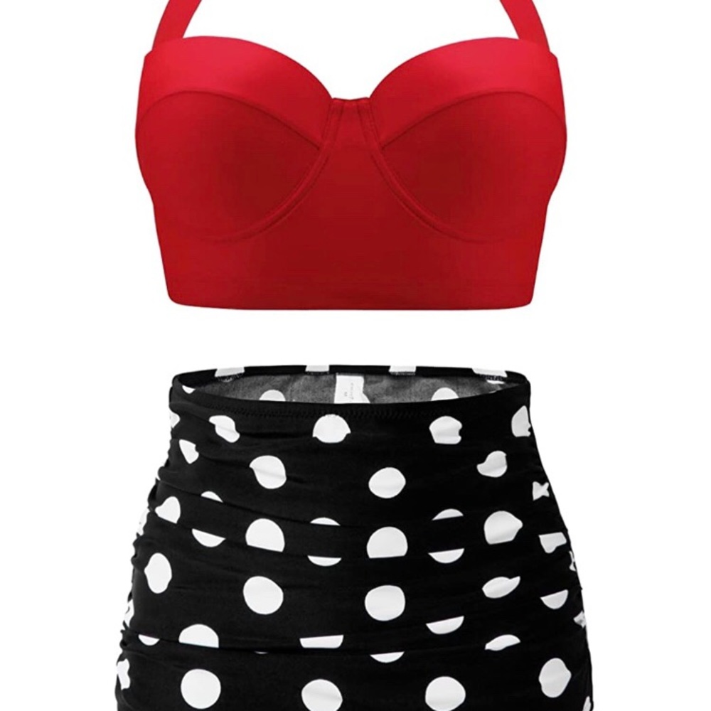 50s retro polka dot high waist Bikini swimsuit L - Picture 3 of 9